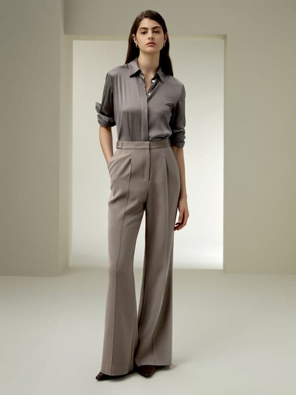 LILYSILK Pantalon En Soie Femme Ceinture Élastique 100% Soie De Mûrier Style Moderne Une Élégance Intemporelle Gris Foncé 44