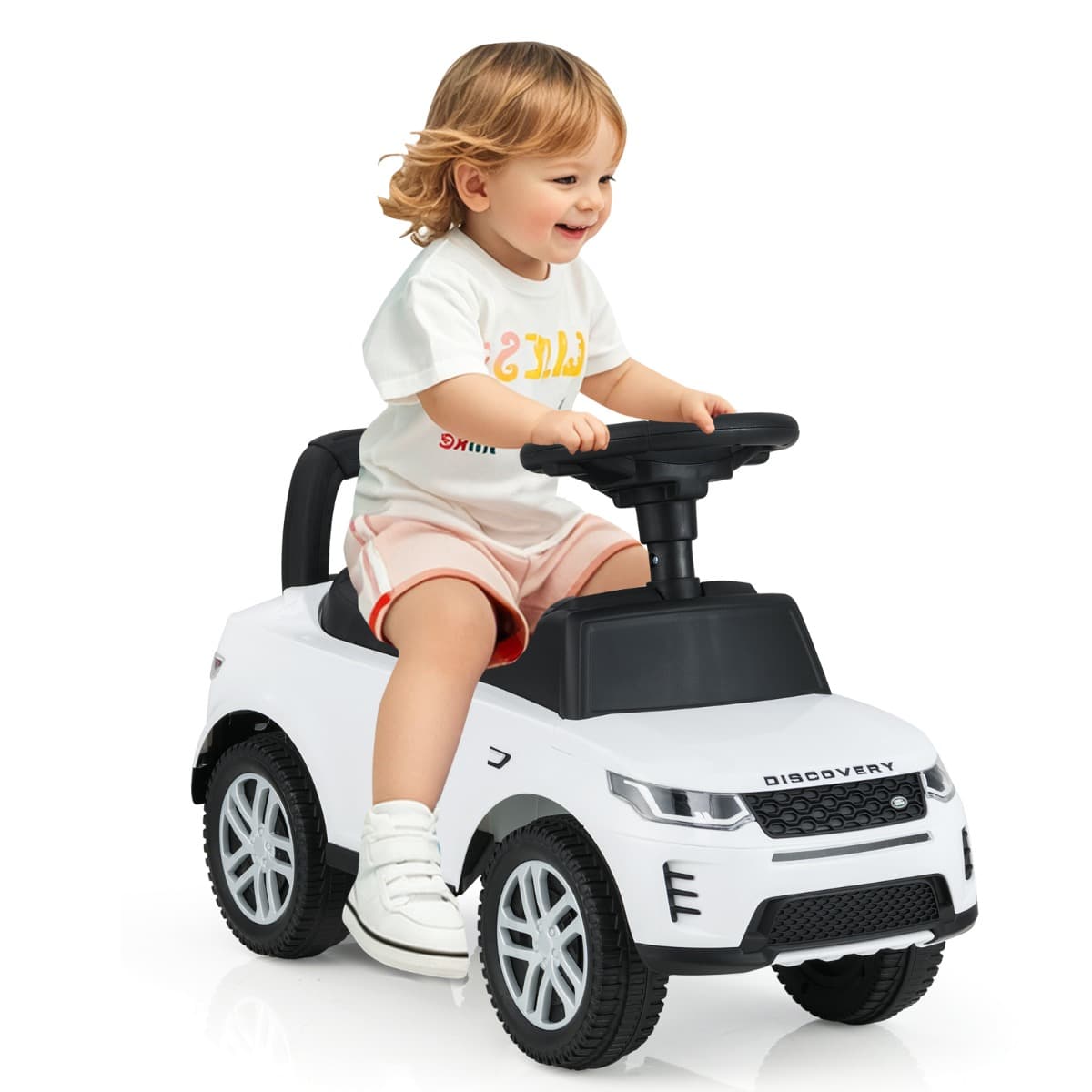 CostwayVoiture à Pousser avec Espace de Rangement Véhicule à Glisser Voiture pour Enfants Voiture à Pousser Jouet Voiture Blanc