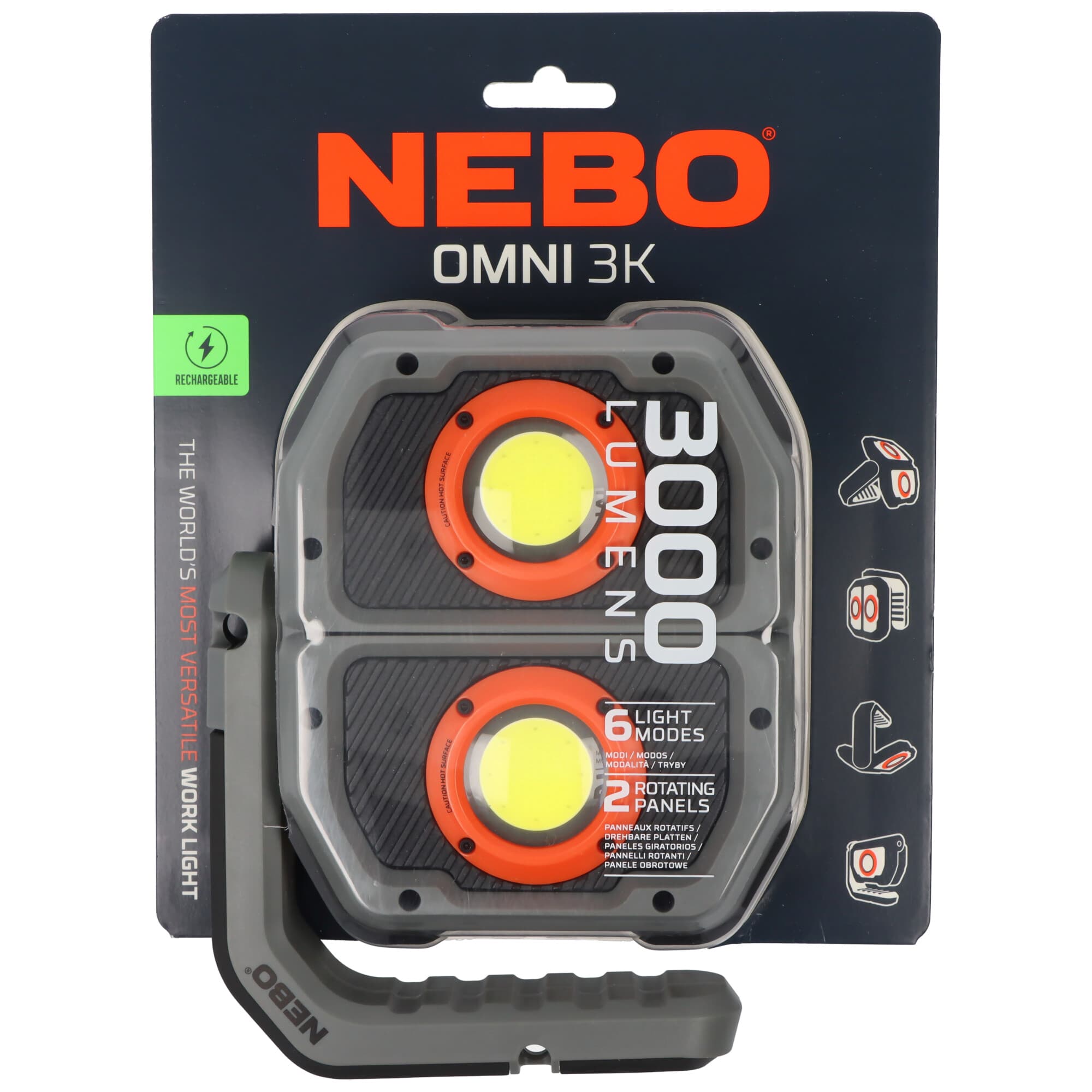 Lampe de poche LED NEBO NEB-WLT-1008-G OMNI 3K, avec fonction power bank et option de chargement USB-C
