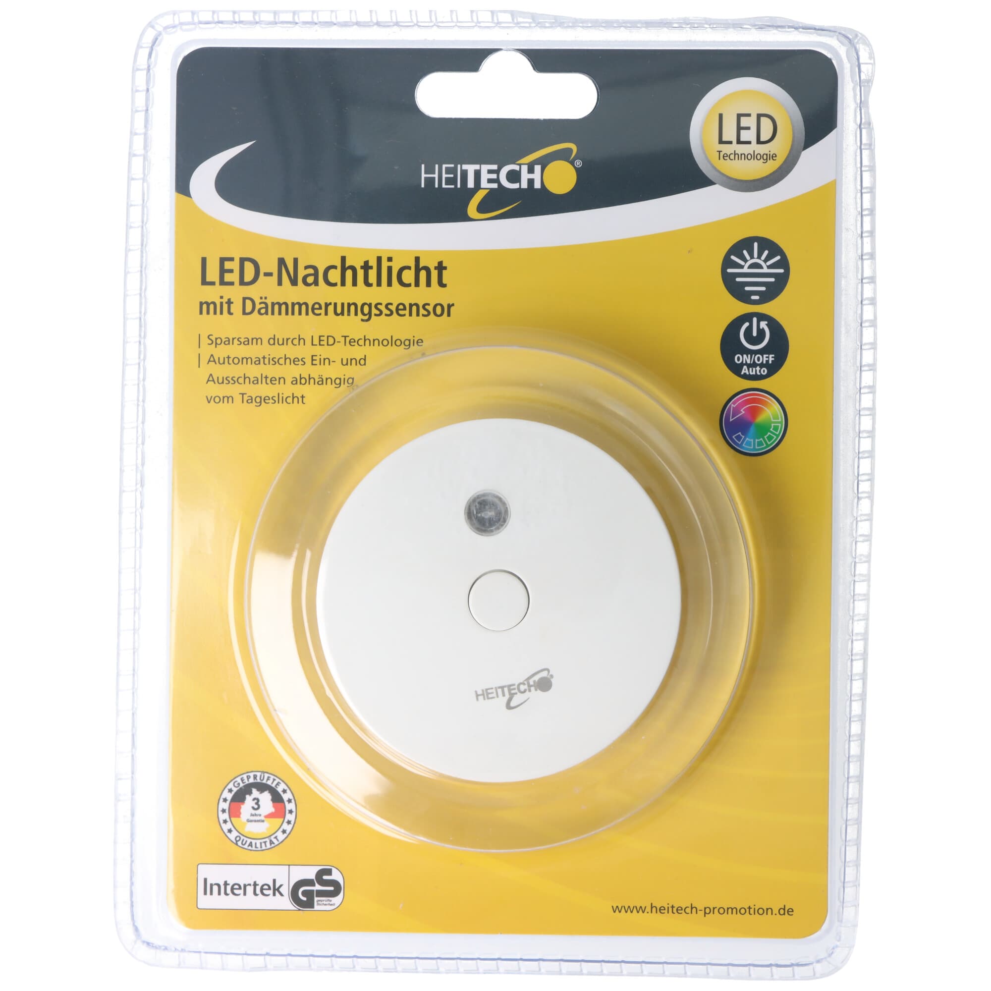 Veilleuse LED avec capteur crépusculaire, allumage et extinction automatiques en fonction de la lumière du jour, avec anneau LED multicolore