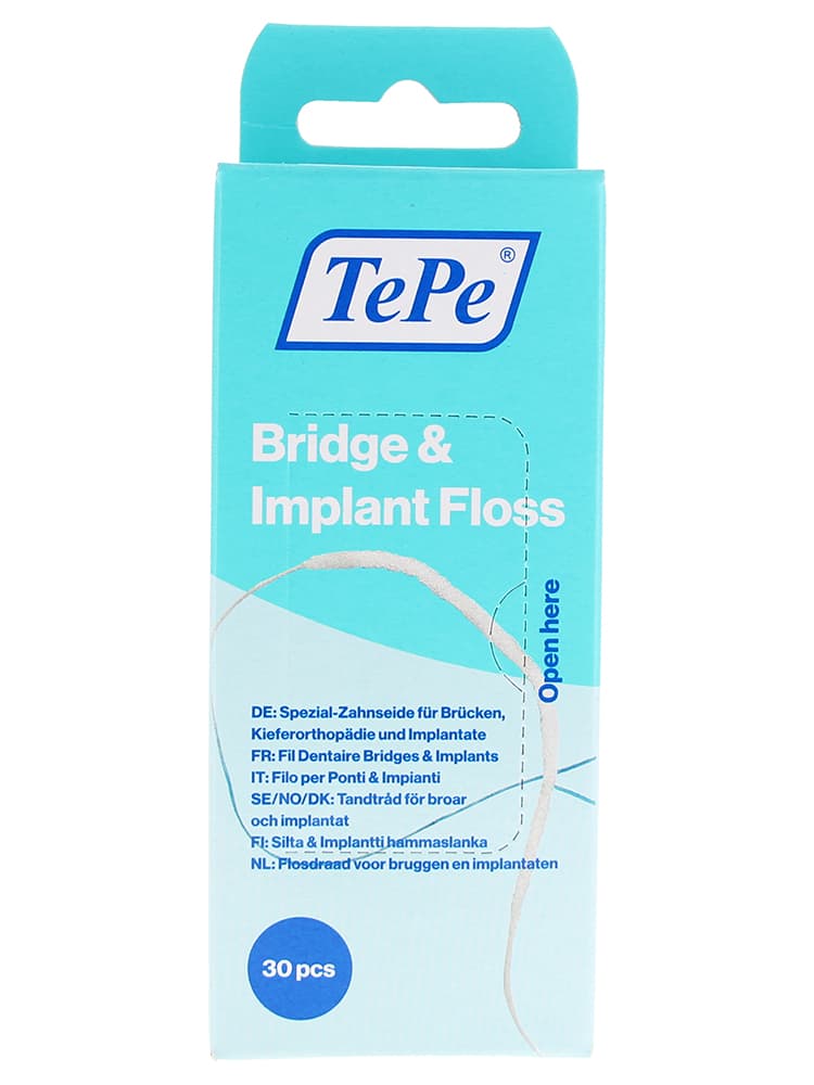 TePe Fil Dentaire Épais pour Bridges et Implants 30 Pièces