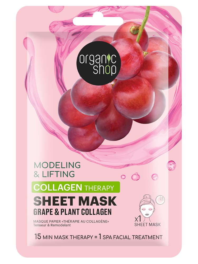 Organic Shop Masque Tissu Tenseur & Remodelant - Raisin & Collagène Végétal
