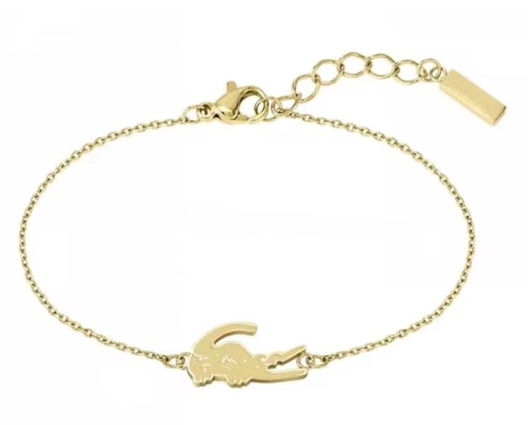 Bracelet unisexe en acier titane, grand modèle crocodile, bracelet ajustable, couleur or clair, très tendance.