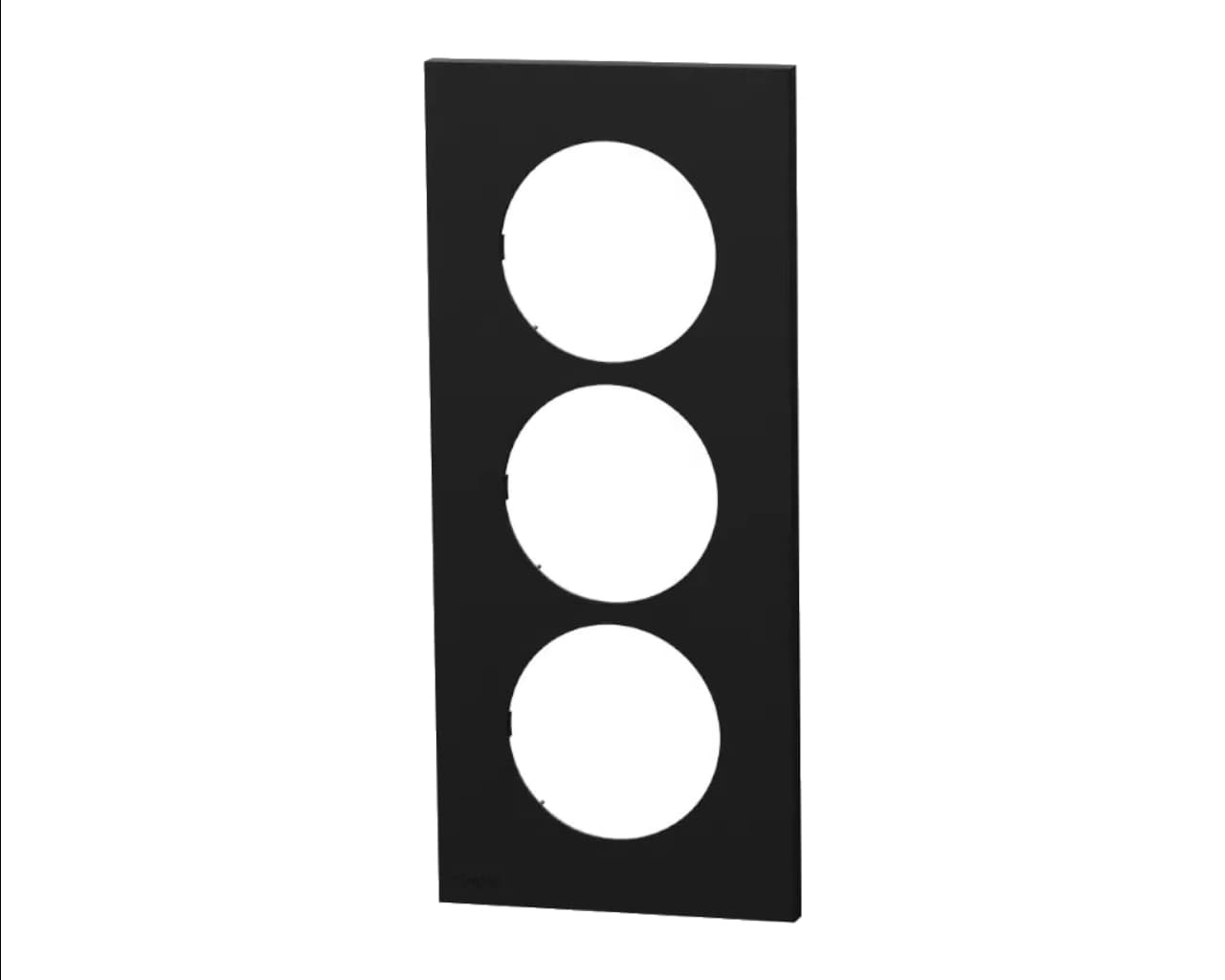 Plaque de finition triple verticale ent. 57 mm Noir onyx Schneider Odace