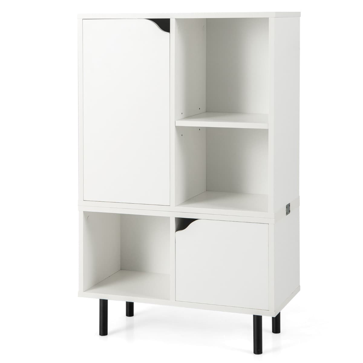 Bibliothèque Empilable Meuble de Rangement à Combinaison en Treillis avec Étagère et Cubes Ajustable