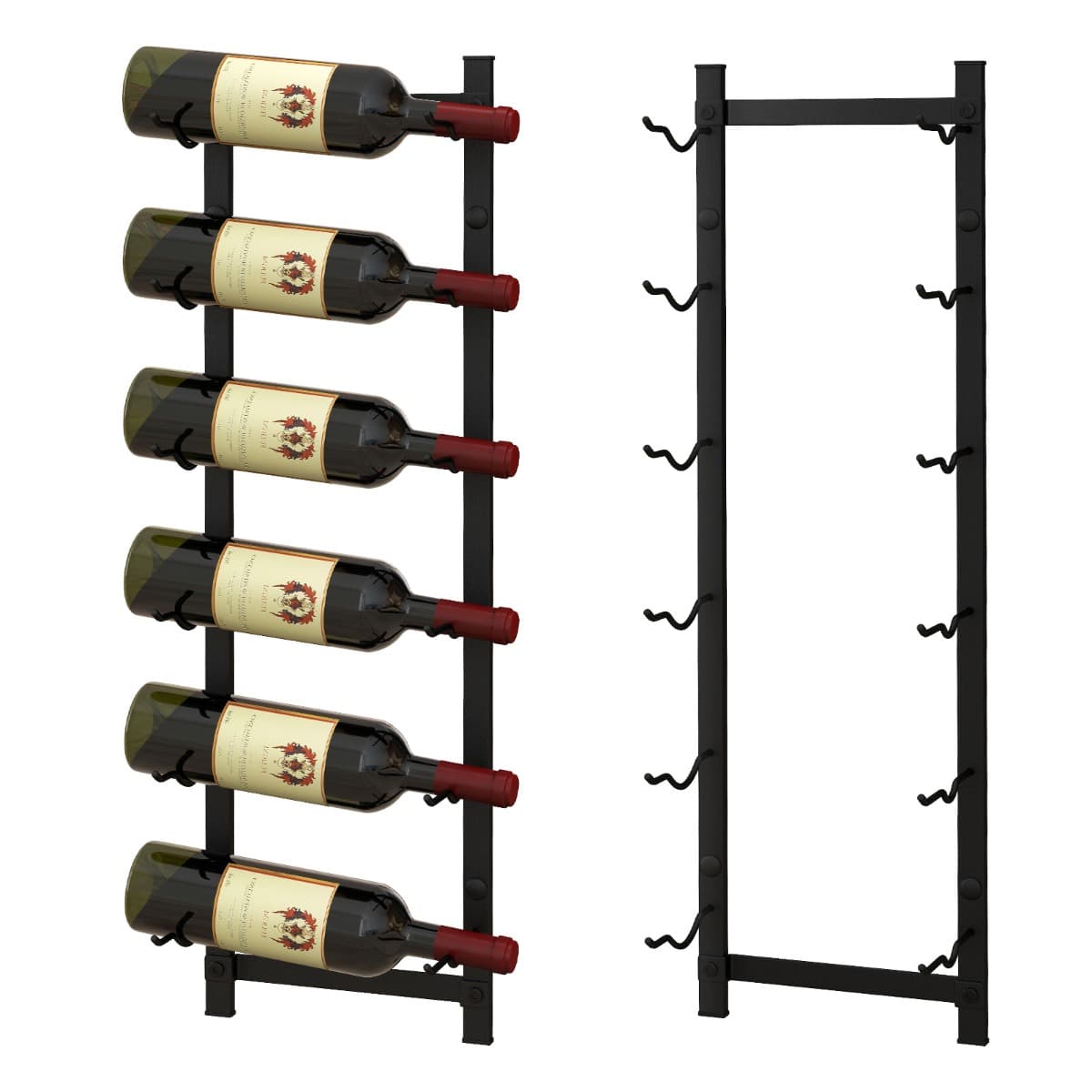 Porte Bouteille Mural Métallique 73 cm Casier/Étagère à Vin pour 6 Bouteilles pour Cuisine Salle à m