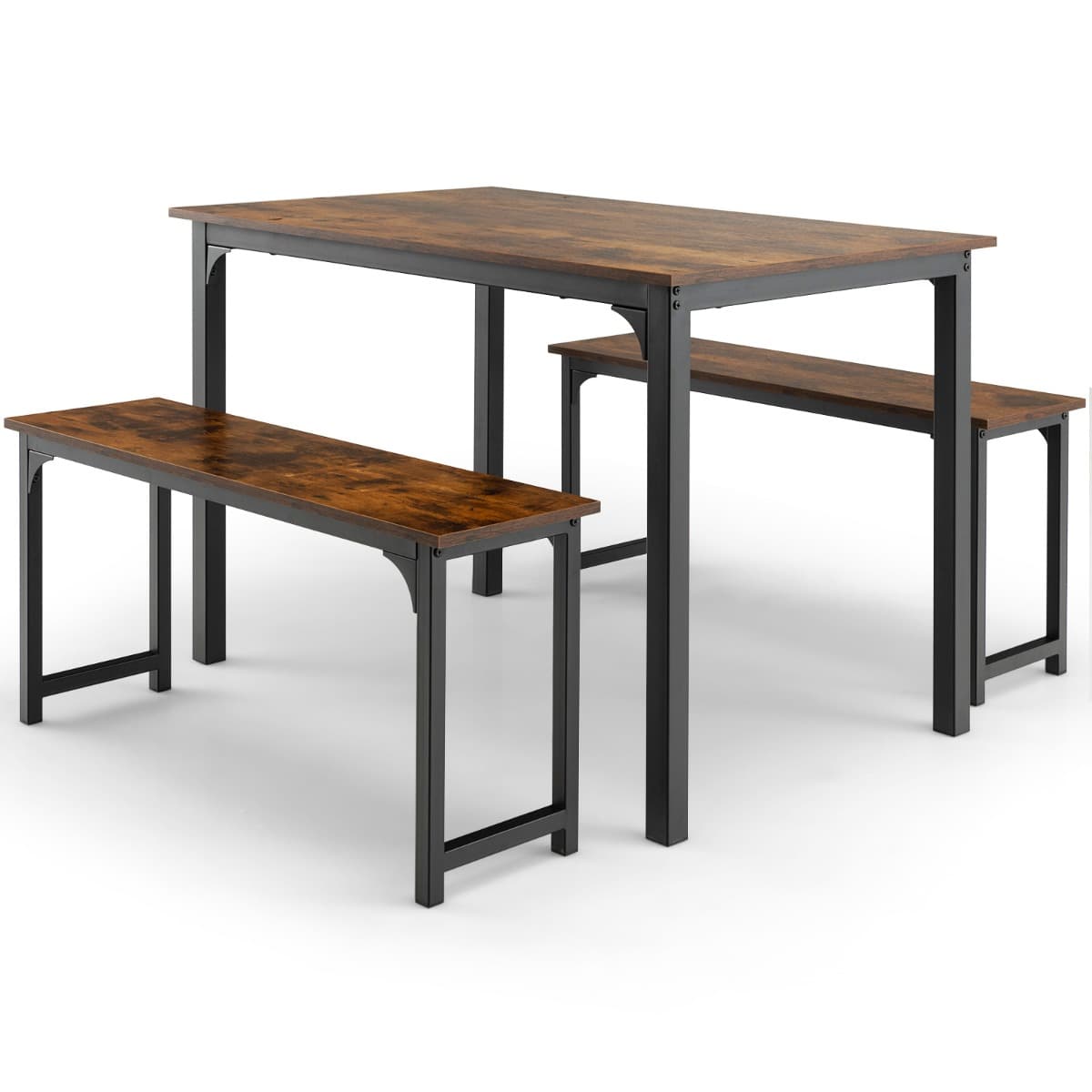Ensemble Table et 2 Bancs Salle à Manger Industrielle 4-6 Personnes Table L 110 x l 70 x H 75 cm Cad