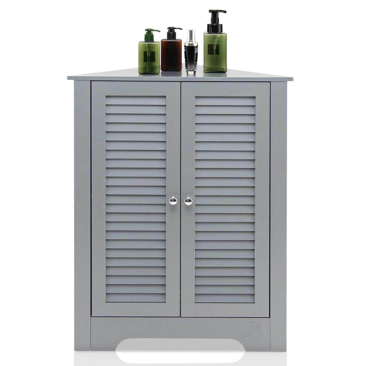 Meuble d'Angle avec 2 Portes et Étagère Réglable Meuble de Rangement Autoportant pour Salle de Bain