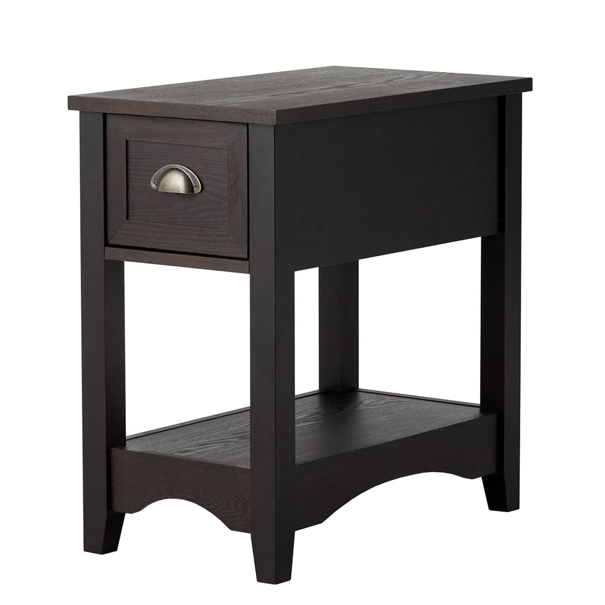 Table d'Appoint, Table de Chevet avec Tiroir Pieds en Bois d'Hévéa Bout de Canapé Rétro pour Chambre